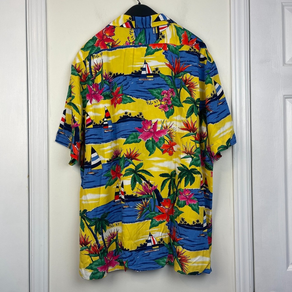 NEW Polo Ralph Lauren Hawaiian Shirt Mens XL Viscose Aloha Floral Sailboats $168 - Picture 5 of 9